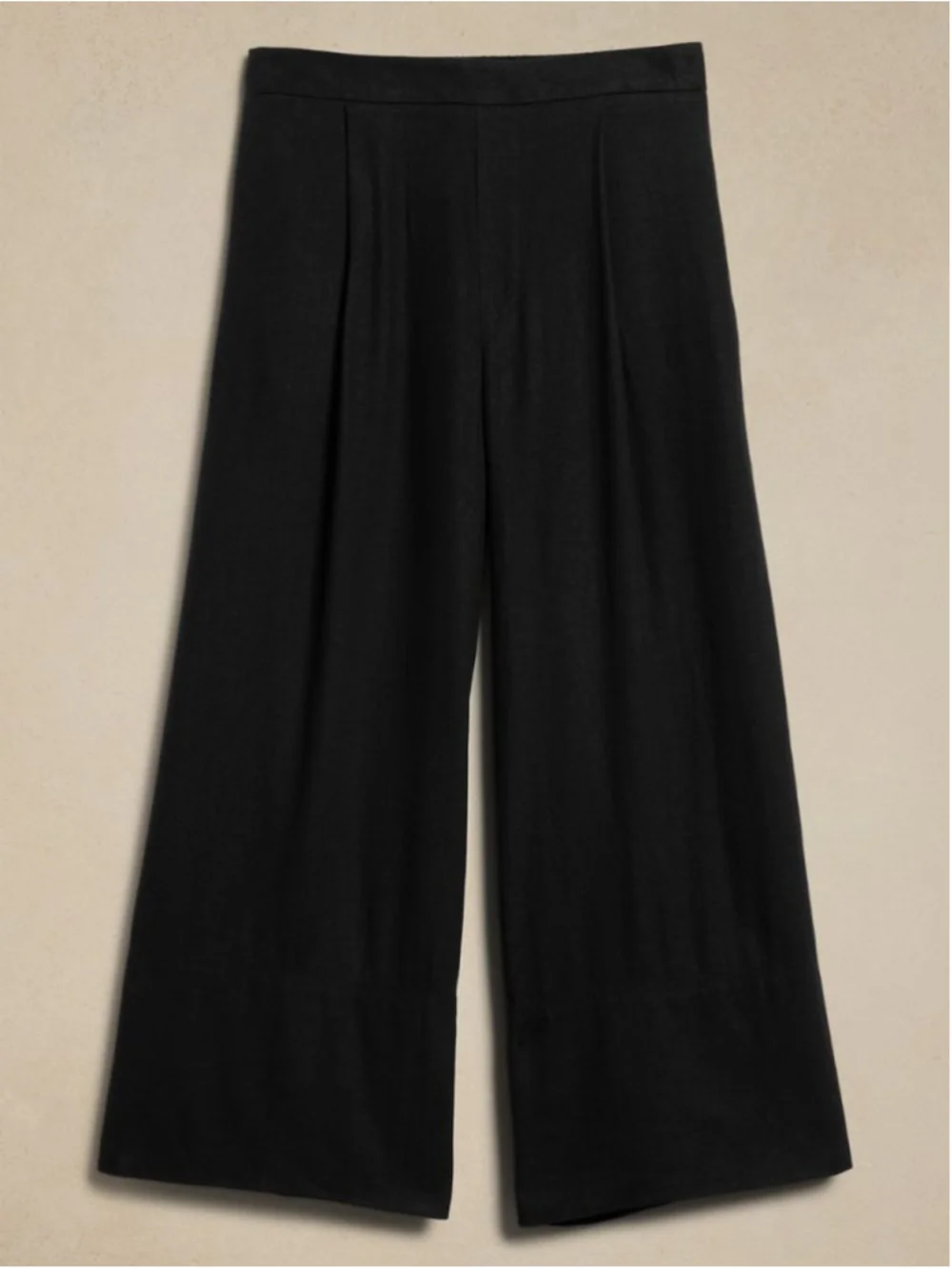 Banana Republic Linen Blend Wide Leg Cropped Pull-On Pants Black S, M, L, XL NWT